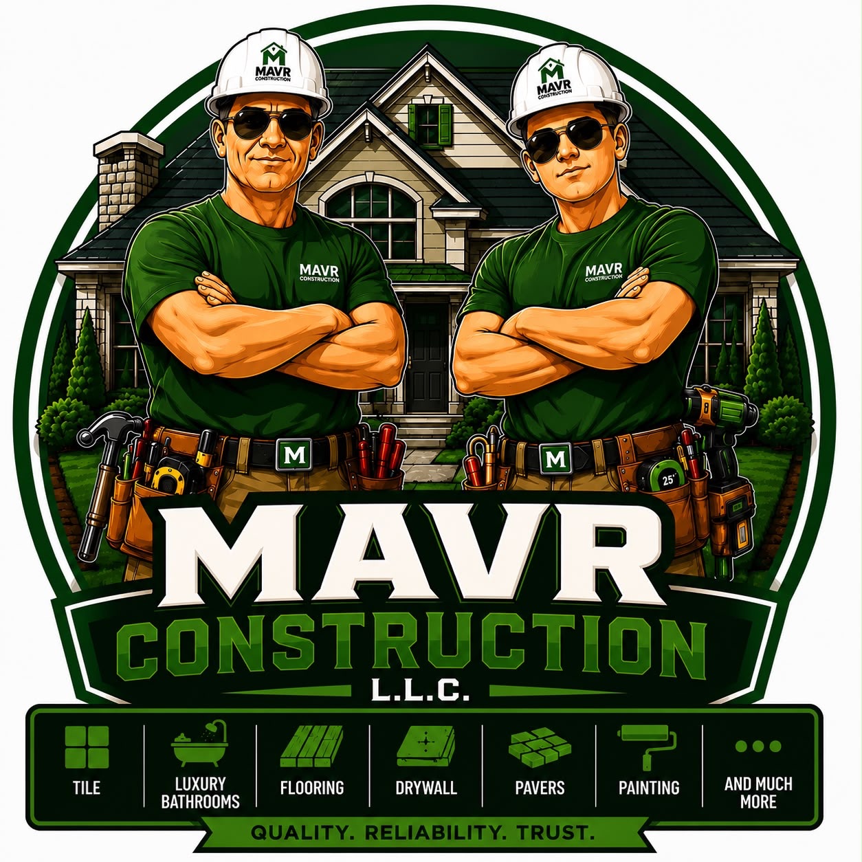 Mavr Construction logo — father and son team in front of a home